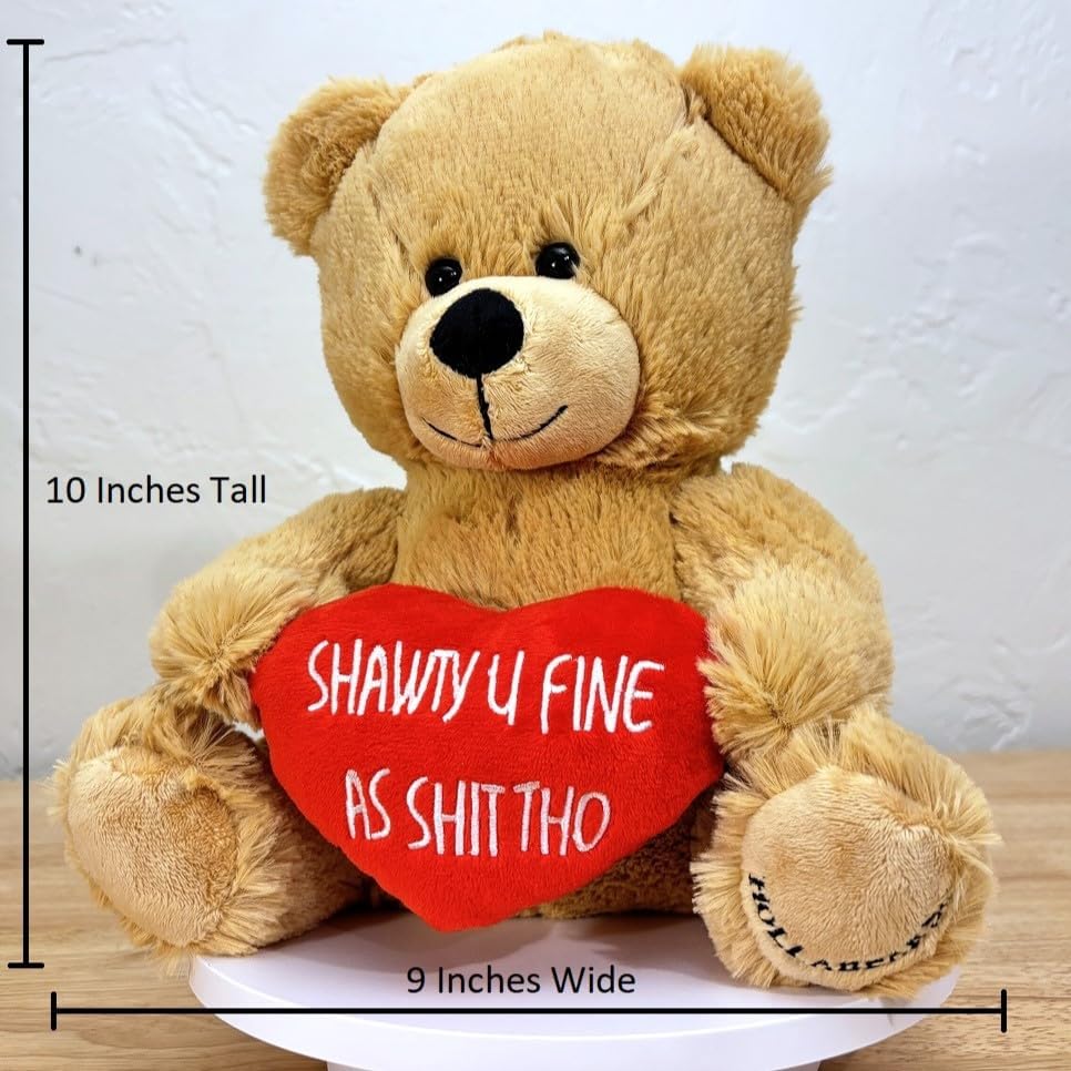 Hollabears 10” Romantic Teddy Bear – Soft Plush Valentine’s Gift for Girlfriend, Wife, or Fiancée – Embroidered Love Heart – 1–2 Day Delivery