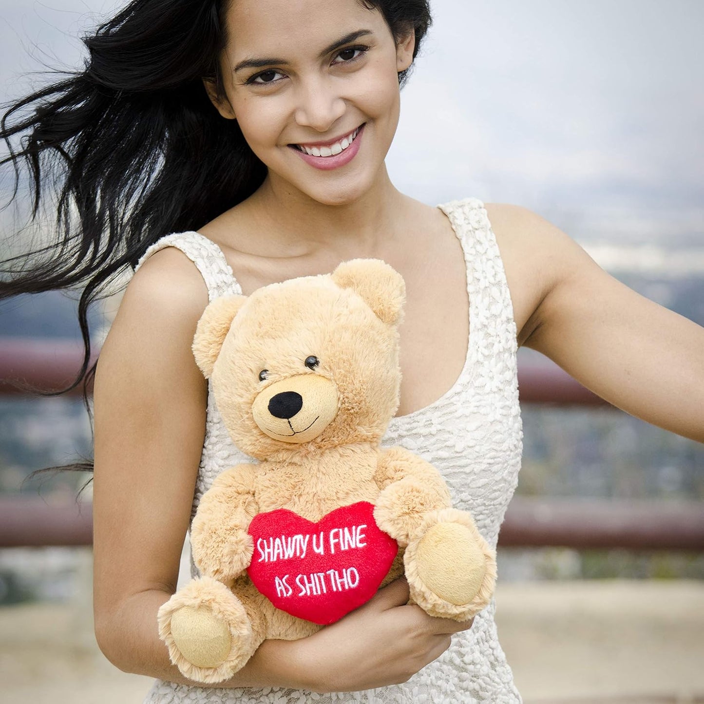 Hollabears 10” Romantic Teddy Bear – Soft Plush Valentine’s Gift for Girlfriend, Wife, or Fiancée – Embroidered Love Heart – 1–2 Day Delivery